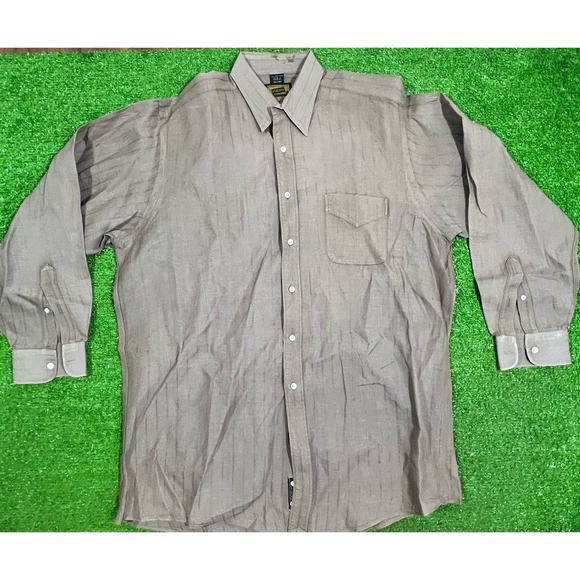 Vintage Ferrell Reed Western Shirt XL 80s Button Down Brown Vertical Stripes - Picture 1 of 5